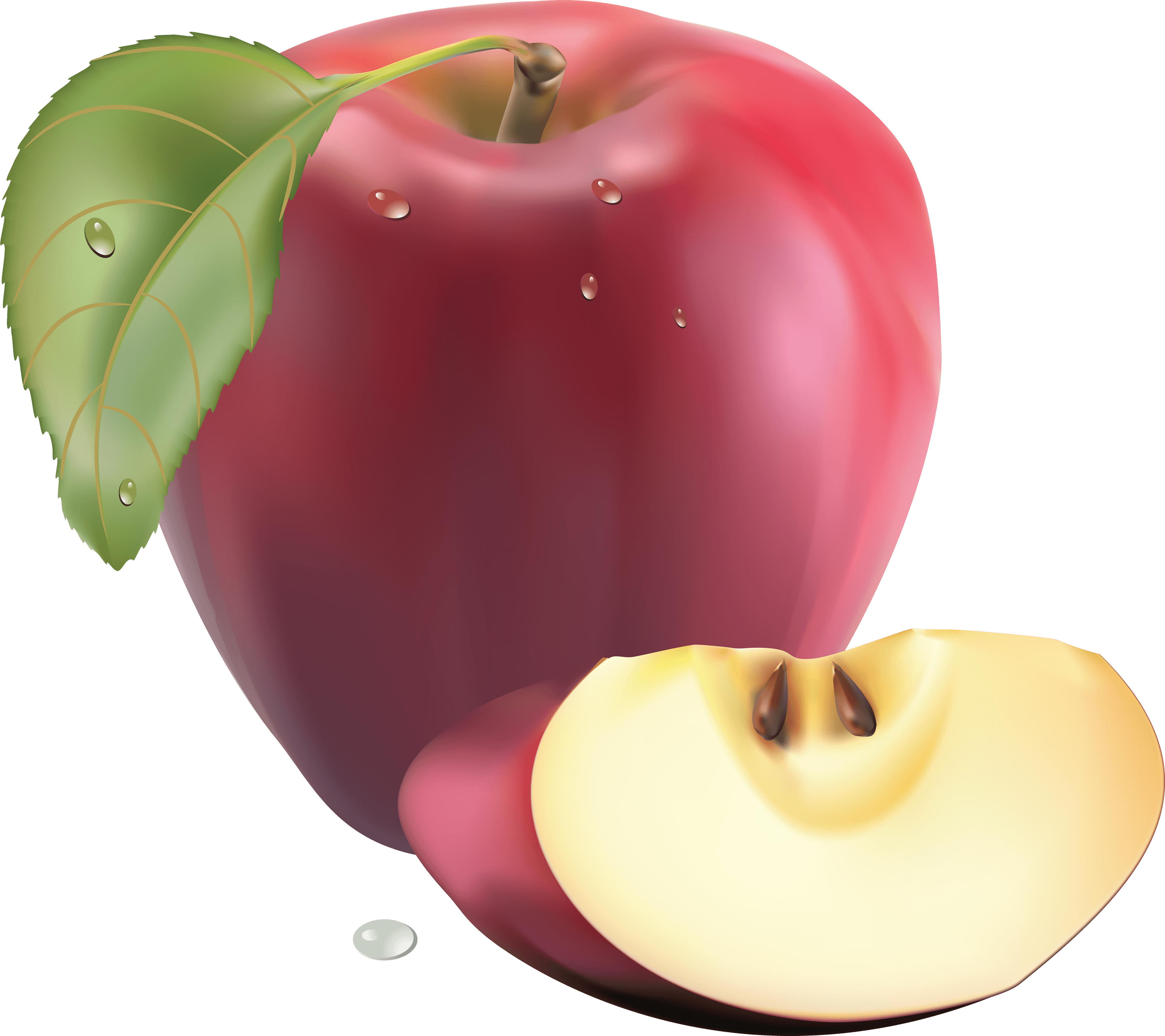 Red Apple With Slice Illustration