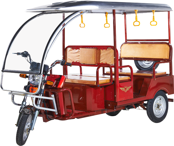 Red Auto Rickshaw Side View