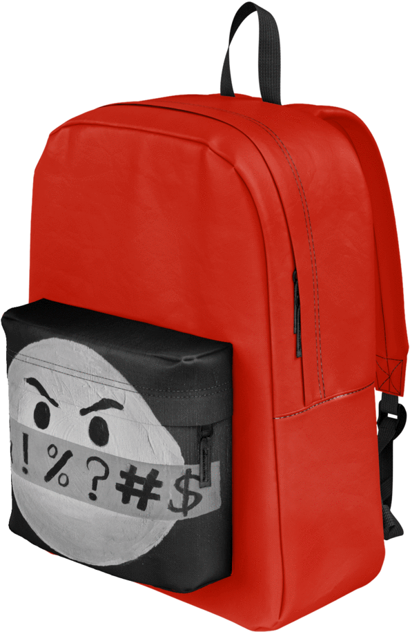 Red Backpack Emoticon Print