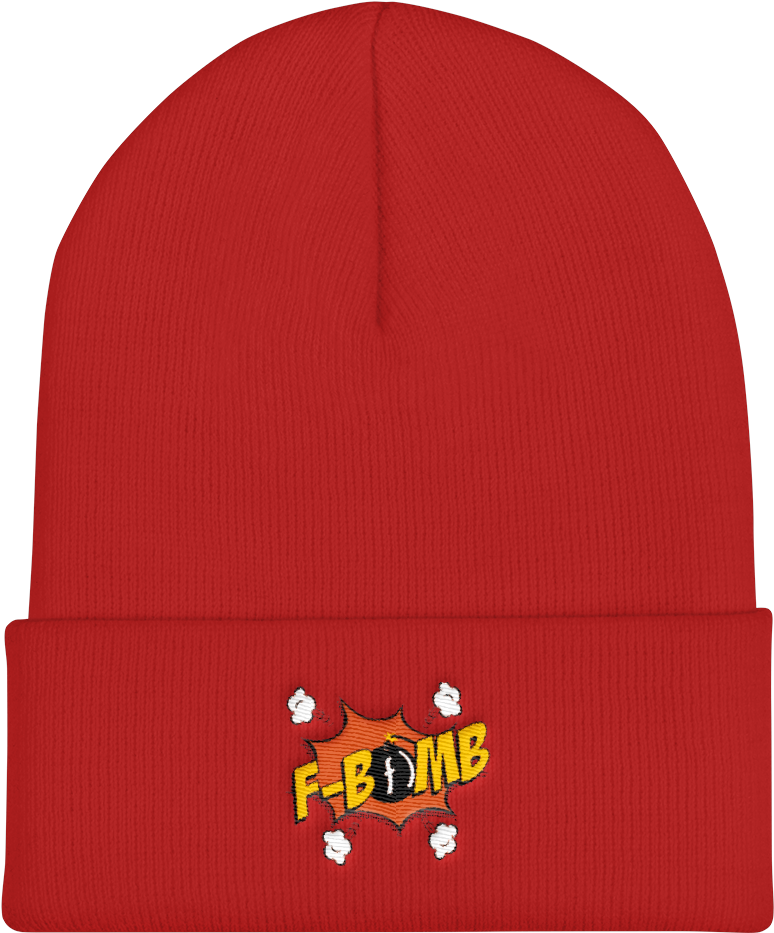 Red Beanie F Bomb Embroidery