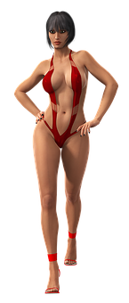 Red Bikini3 D Model