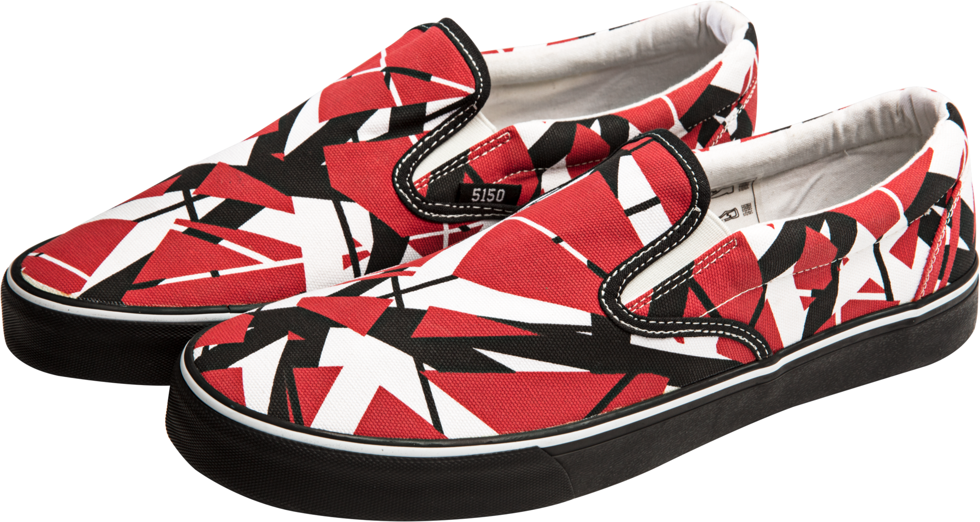 Red Black Abstract Pattern Vans Slip Ons