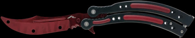 Red Black Folding Knife