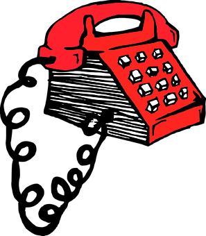 Red Black Retro Telephone Illustration