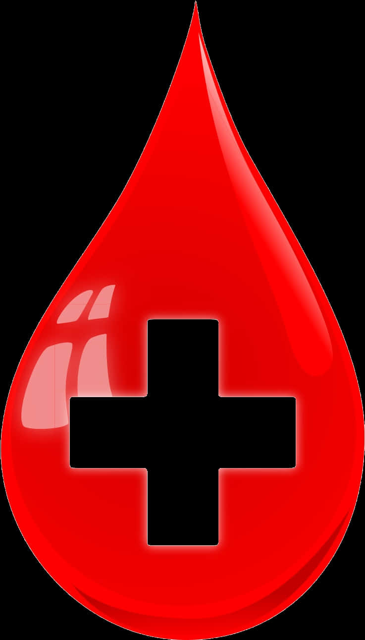 Red Blood Drop With Cross Symbol