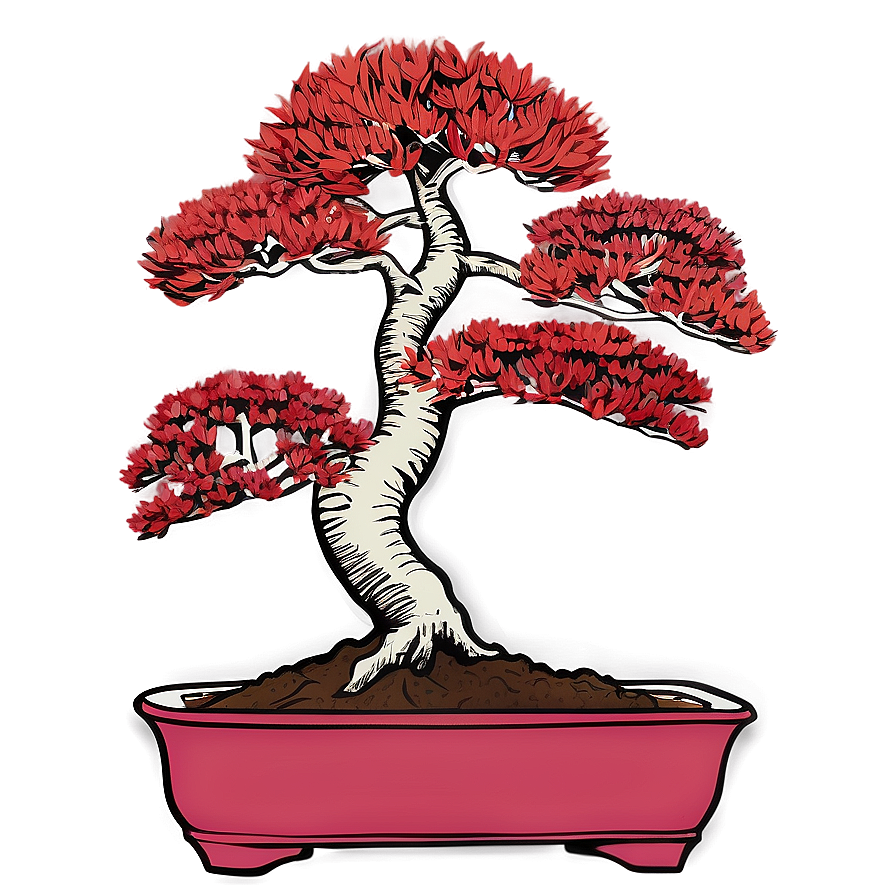 Red Bonsai Tree Drawing Png 64