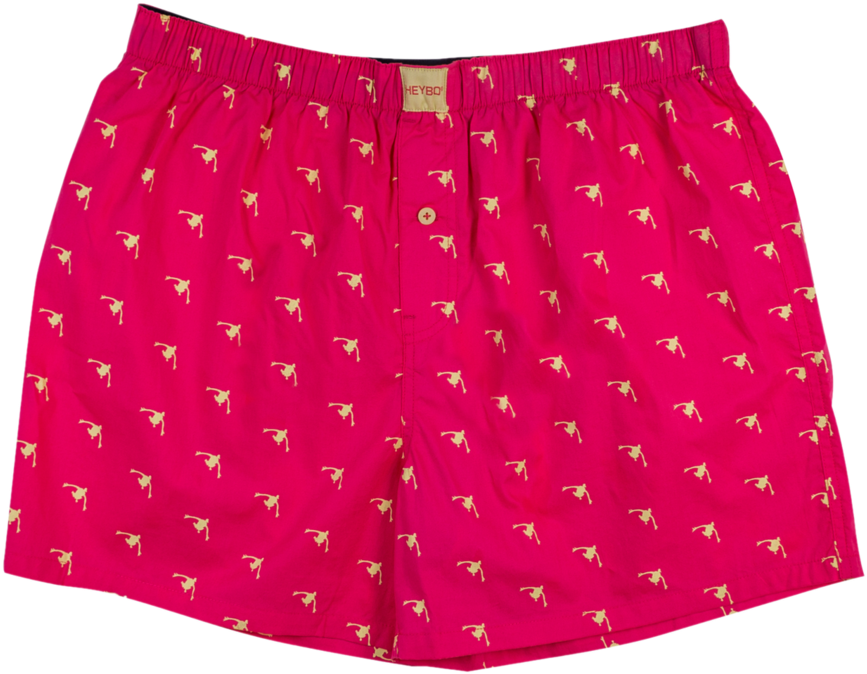 Red Boxer Shortswith Golden Dogs Print