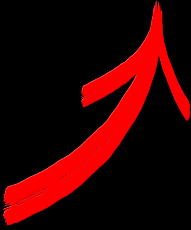 Red Brushstroke Curved Arrow