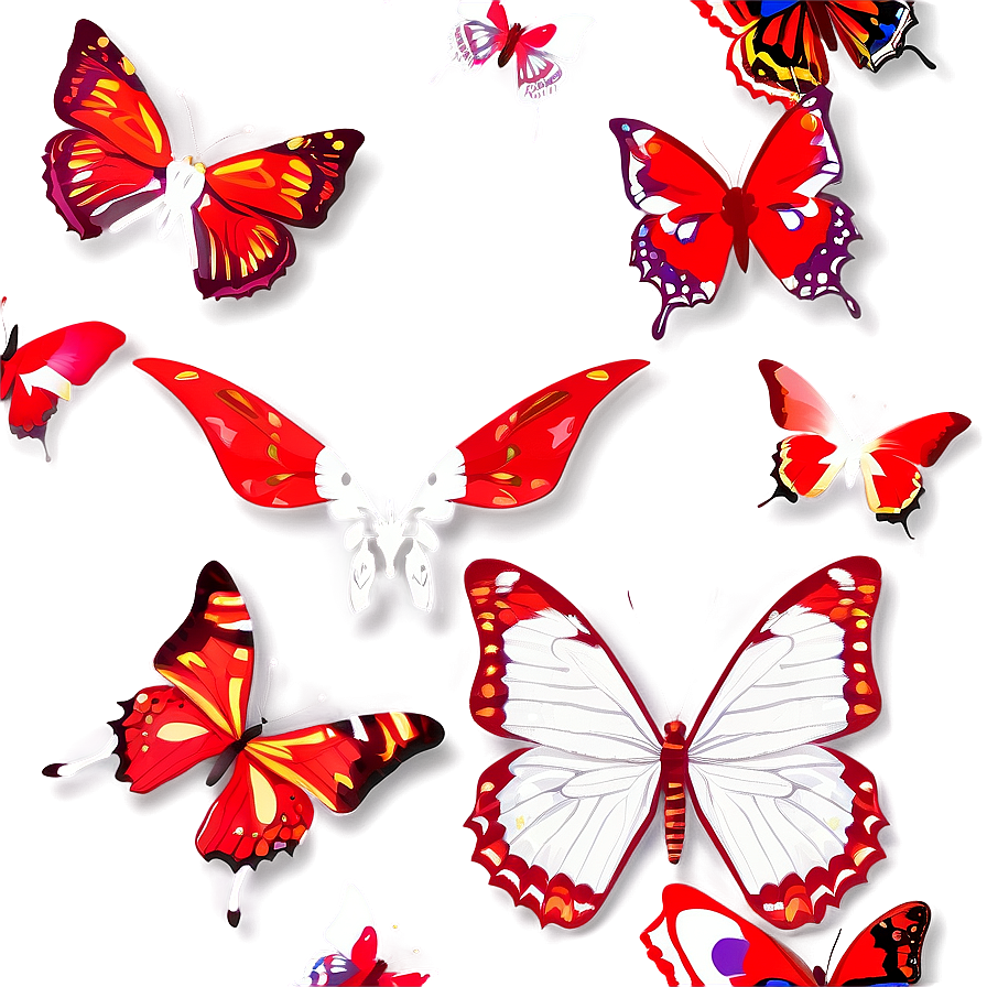 Red Butterfly Digital Art Png Wre