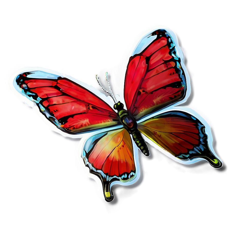 Red Butterfly In Nature Png Ewg81