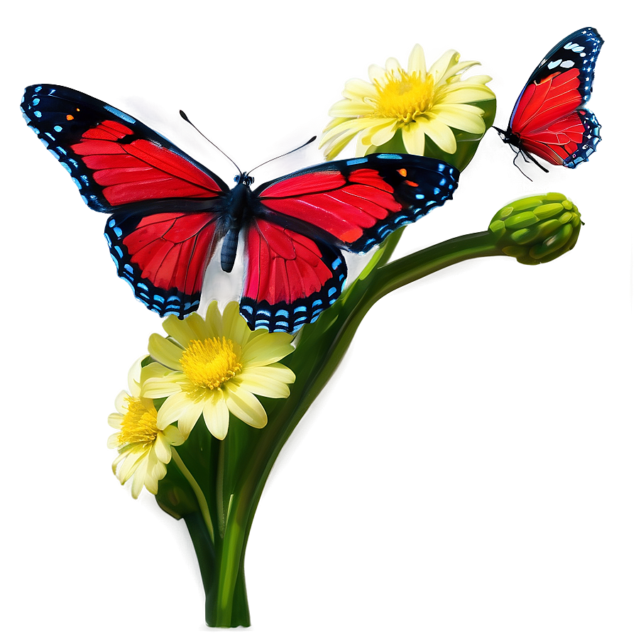 Red Butterfly On Flower Png Lap