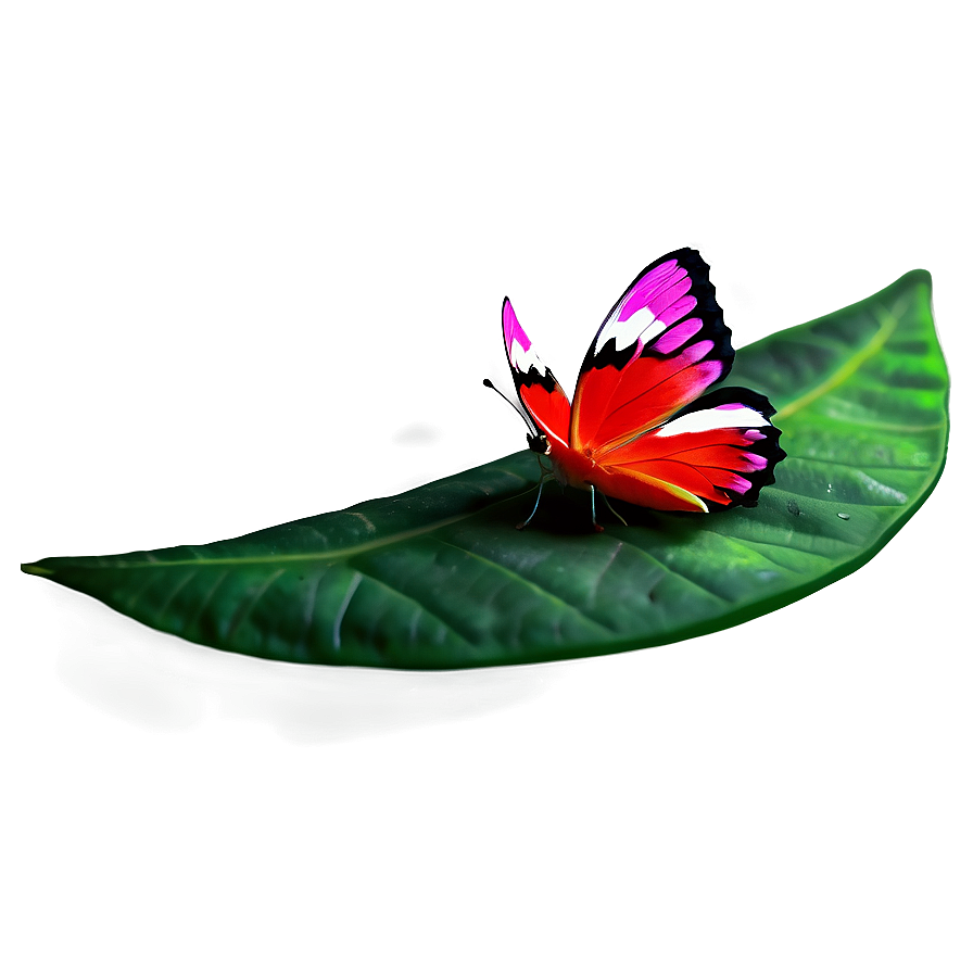 Red Butterfly On Leaf Png 77