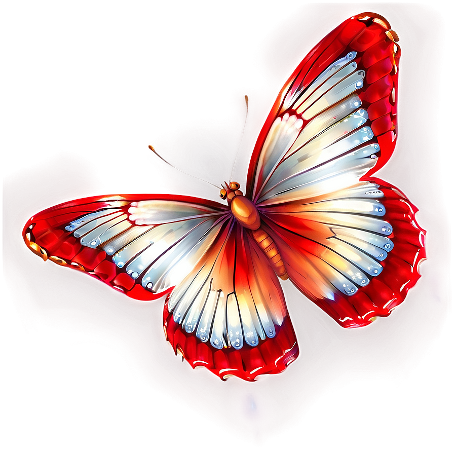 Red Butterfly On White Background Png Tdr51