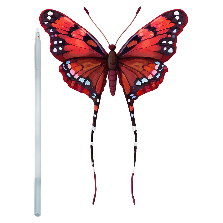 Red Butterfly With Antennae Png Thd