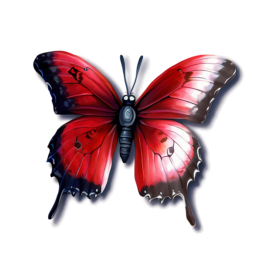 Red Butterfly With Shadows Png Umk