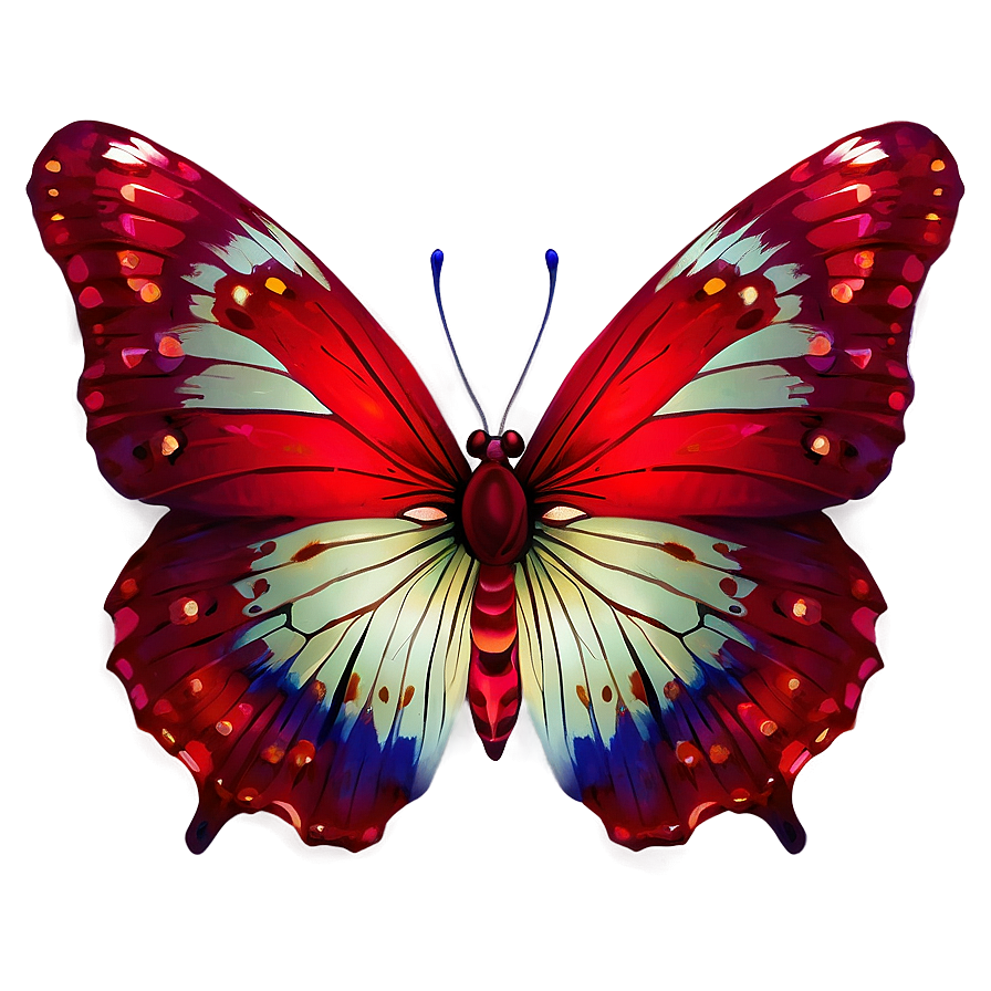 Red Butterfly With Shadows Png Yud30