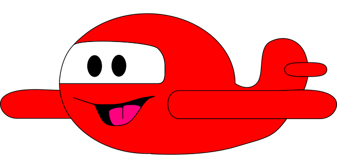 Red Cartoon Airplane Smiling