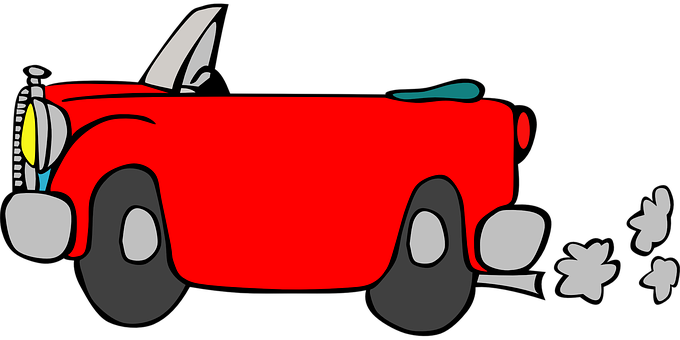 Red Cartoon Car Side View