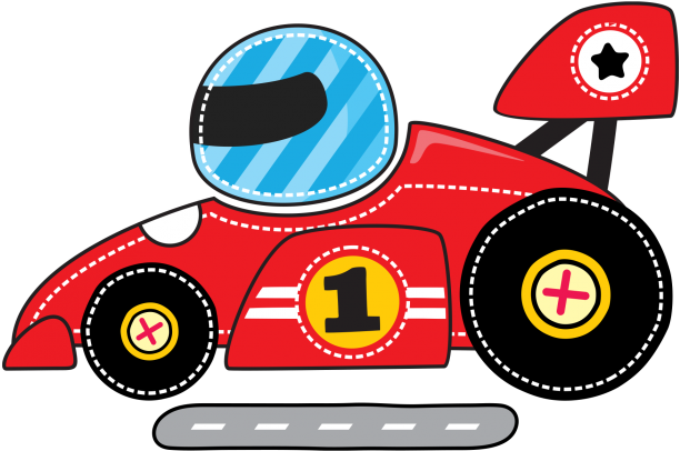 Red Cartoon Race Car Number One
