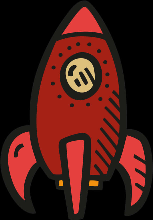 Red Cartoon Rocket Vector