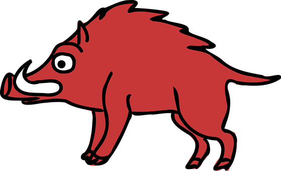 Red Cartoon Wild Boar