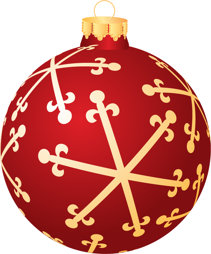 Red Christmas Ballwith Golden Decorations.png
