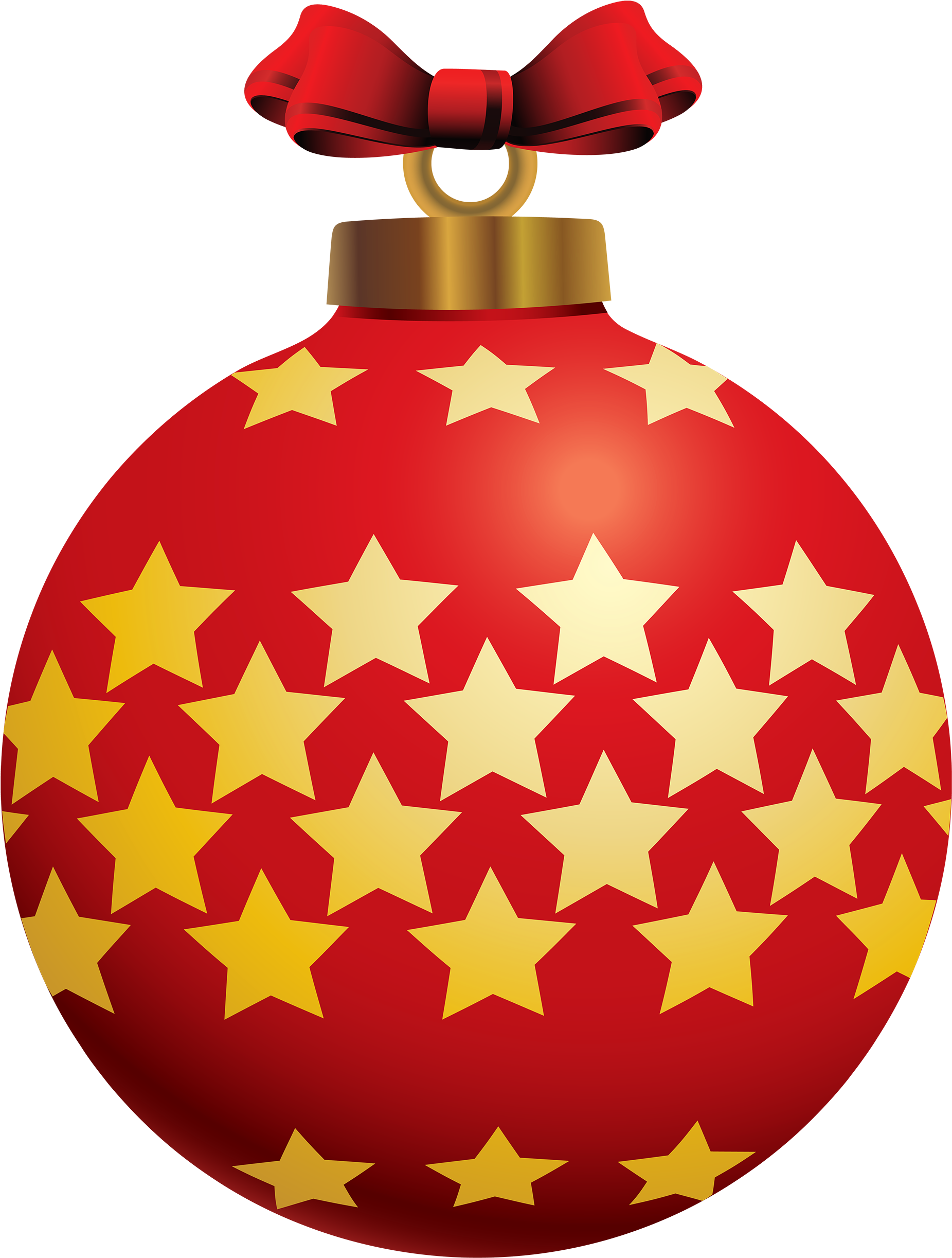 Red Christmas Ballwith Golden Stars