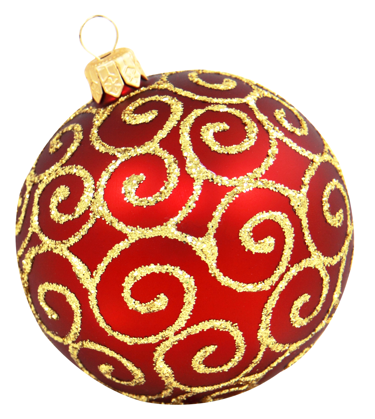 Red Christmas Ornament Golden Swirls