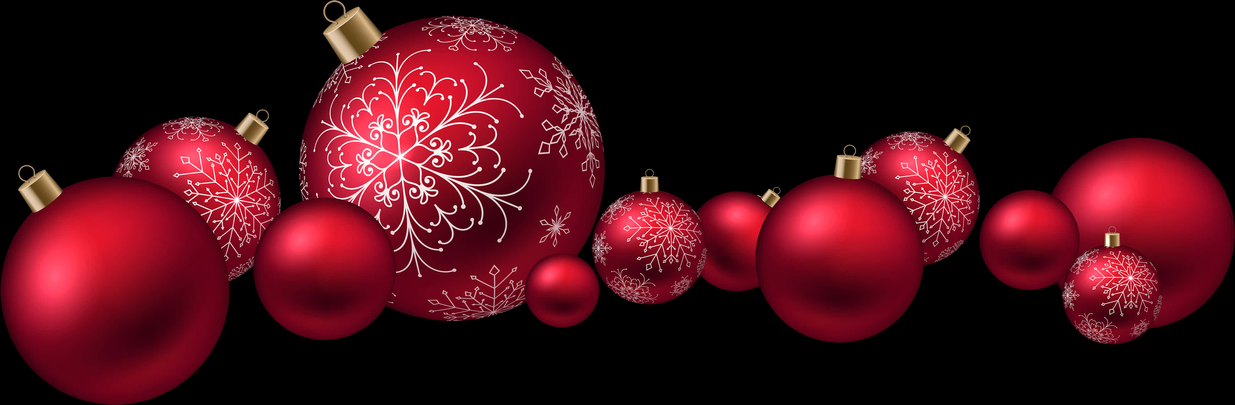 Red Christmas Ornaments Black Background