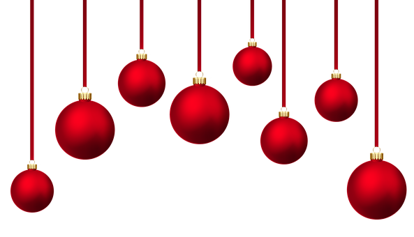 Red Christmas Ornaments Hanging Against Black Background.jpg