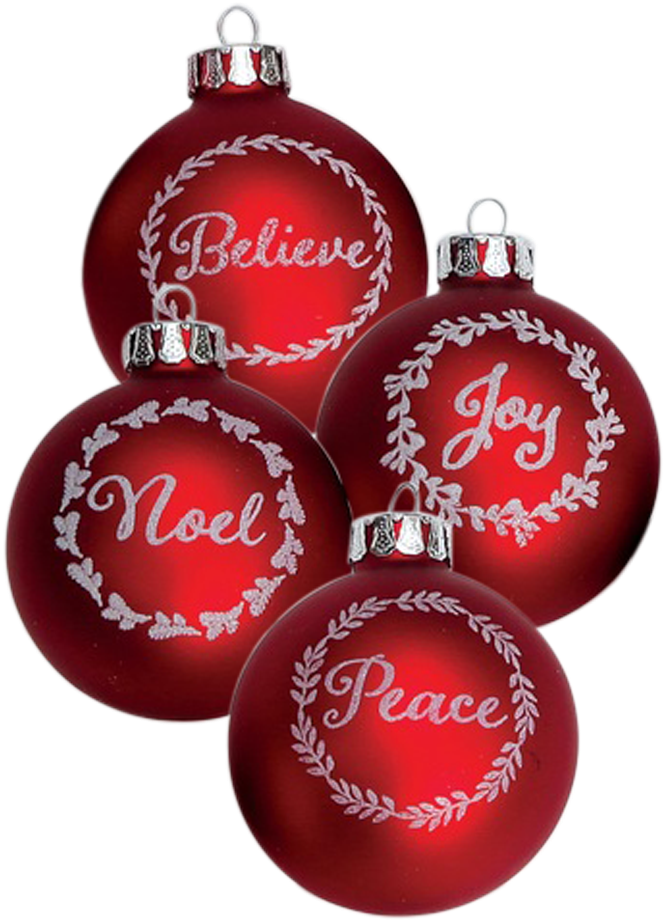 Red Christmas Ornamentswith Inspirational Words