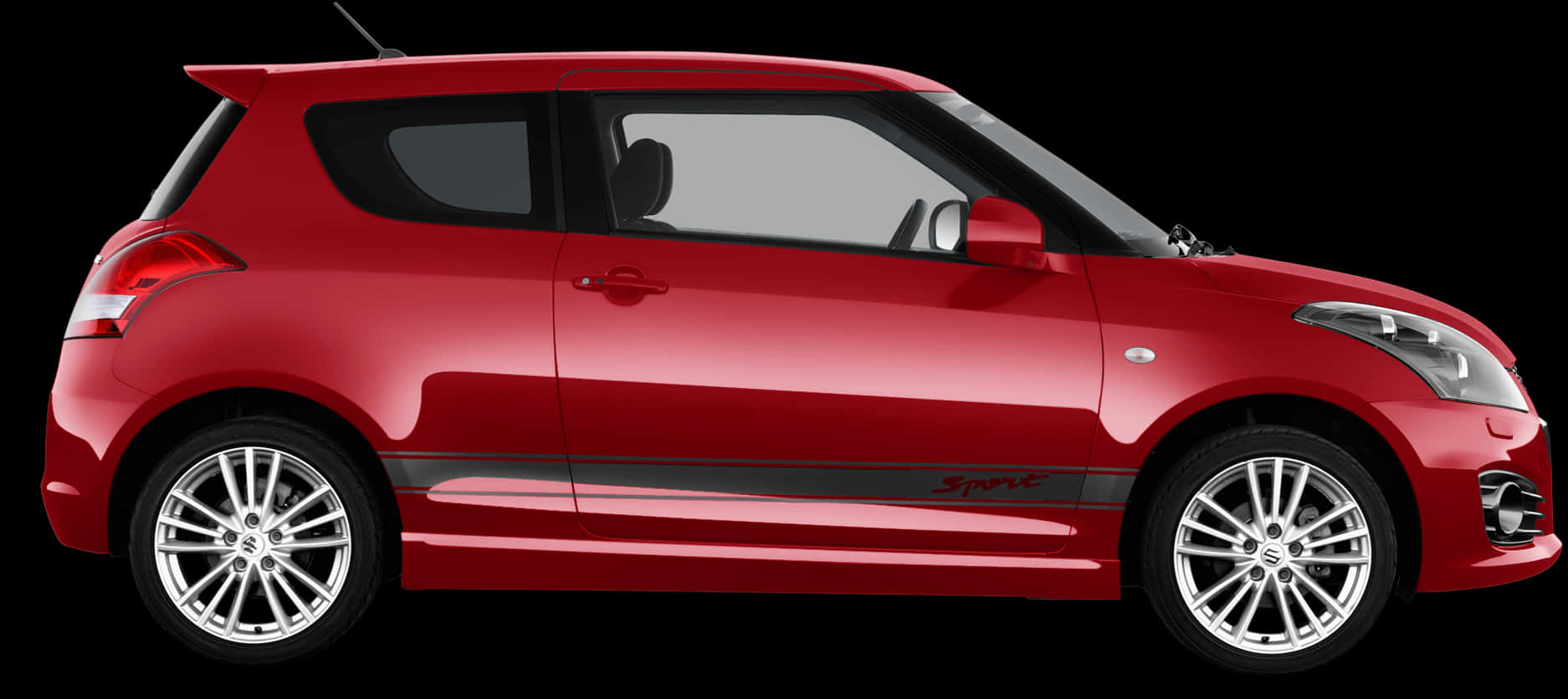 Red Compact Hatchback Side View