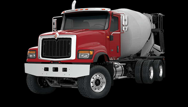 Red Concrete Mixer Truck