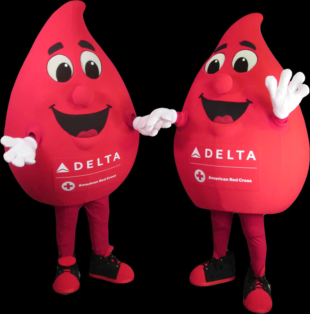 Red Cross Blood Drop Mascots Delta Promotion