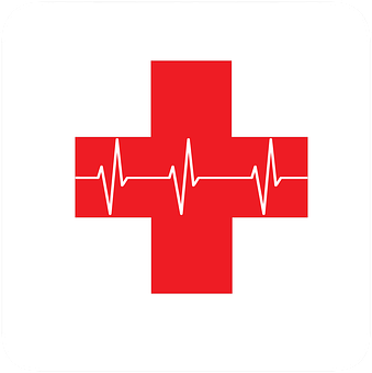 Red Cross Heartbeat Symbol