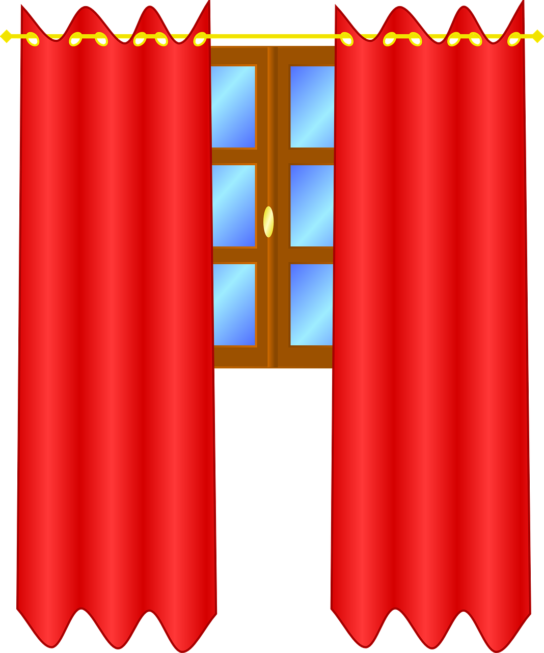 Red Curtains Window Scene