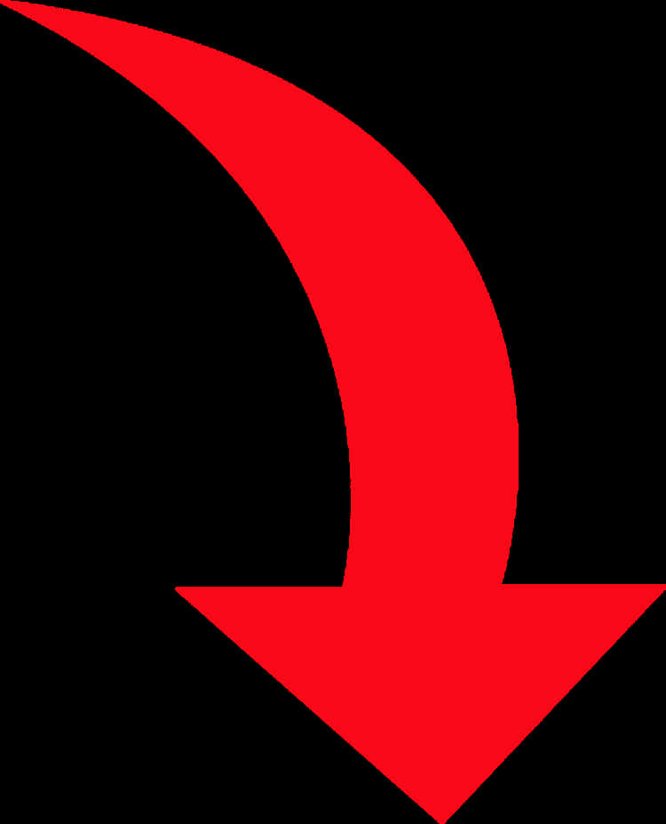 Red Curved Down Arrow