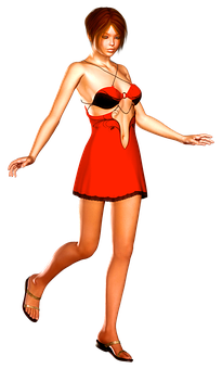 Red Dress Anime Character