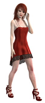 Red Dress3 D Model