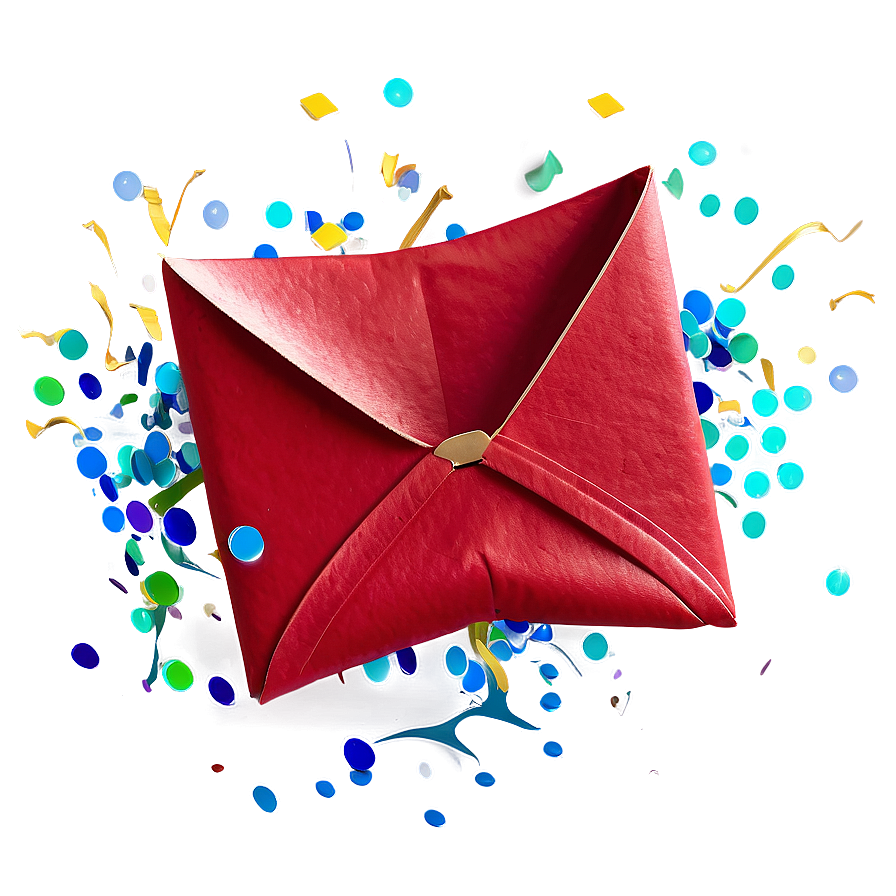 Red Envelope With Confetti Png Vfe41