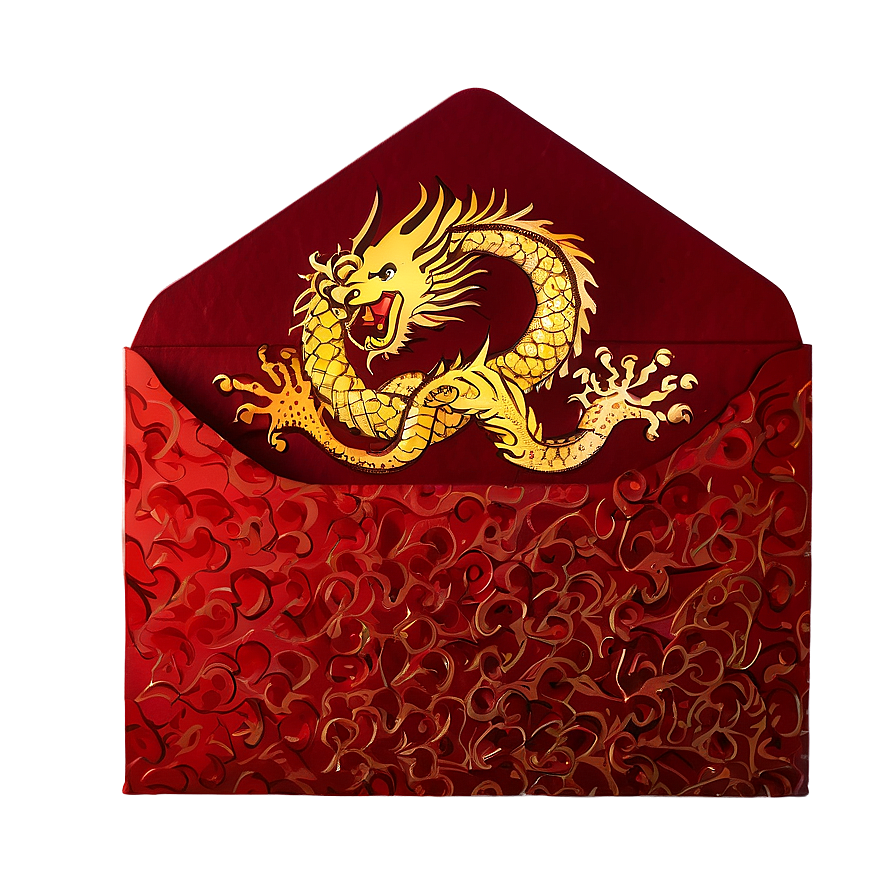 Red Envelope With Dragon Design Png 06292024