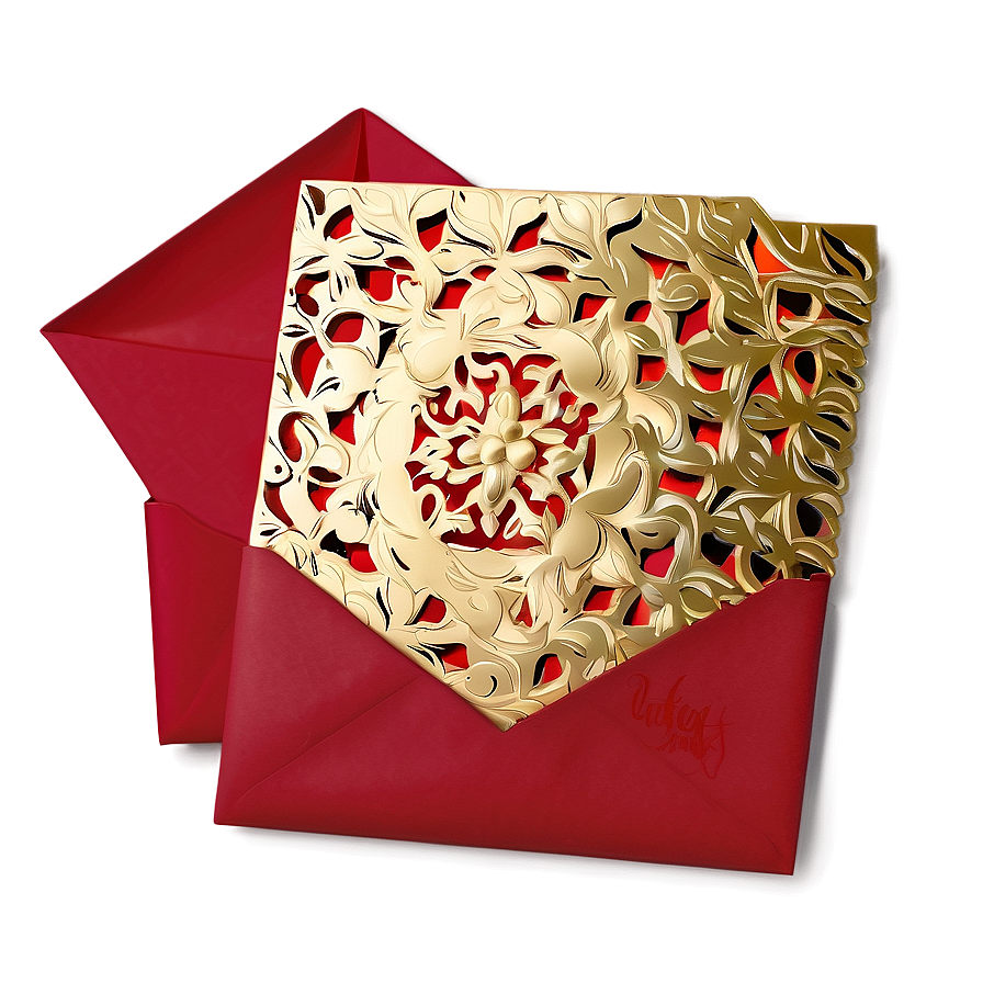 Red Envelope With Gold Accents Png Iew79