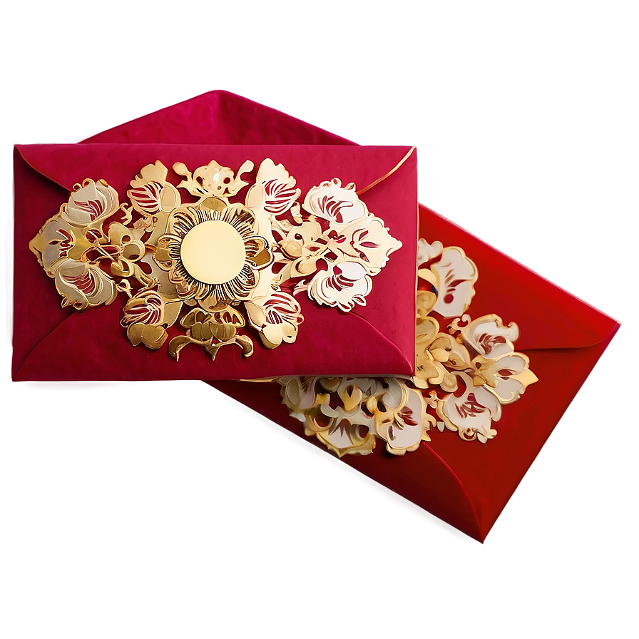 Red Envelope With Gold Accents Png Roq