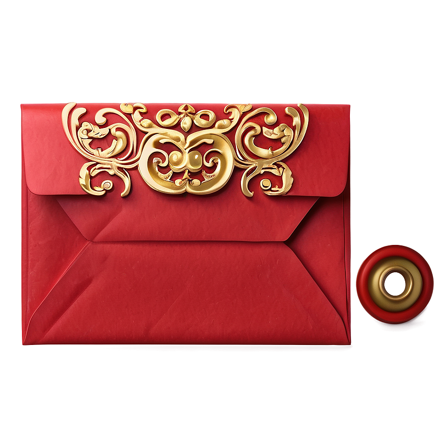 Red Envelope With Gold Design Png 06292024