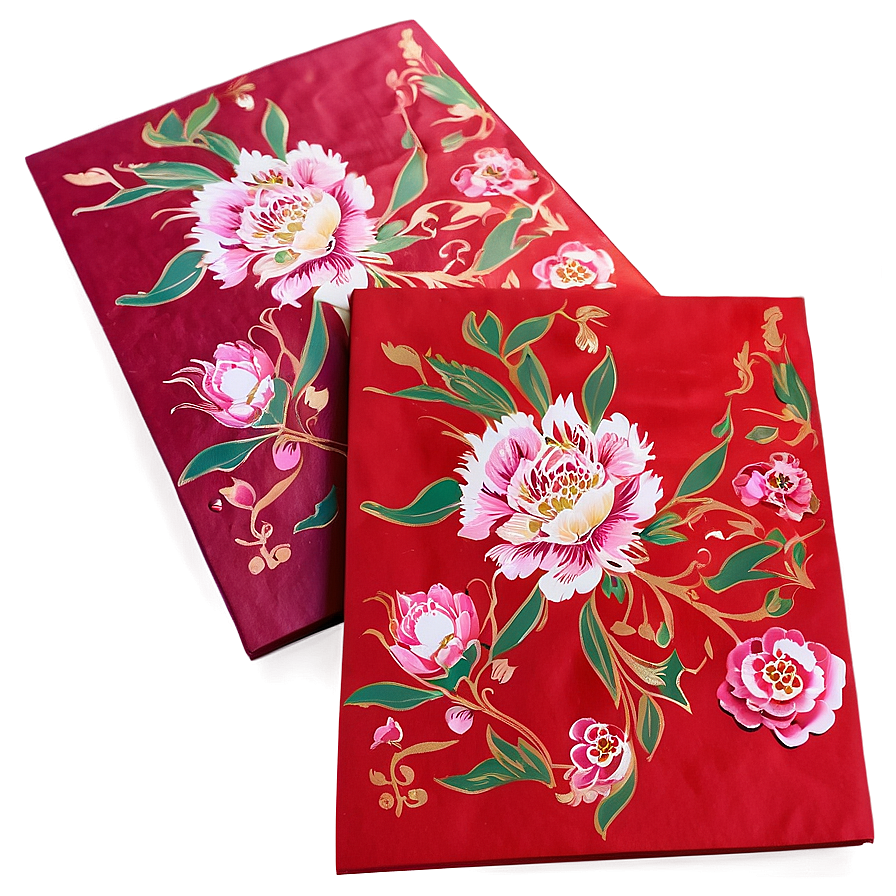 Red Envelope With Peony Design Png 06292024