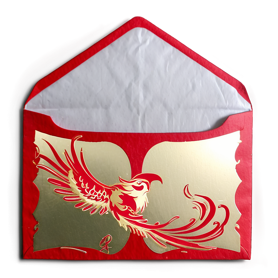 Red Envelope With Phoenix Design Png Cno29