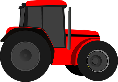 Red Farm Tractor Vector Illustration