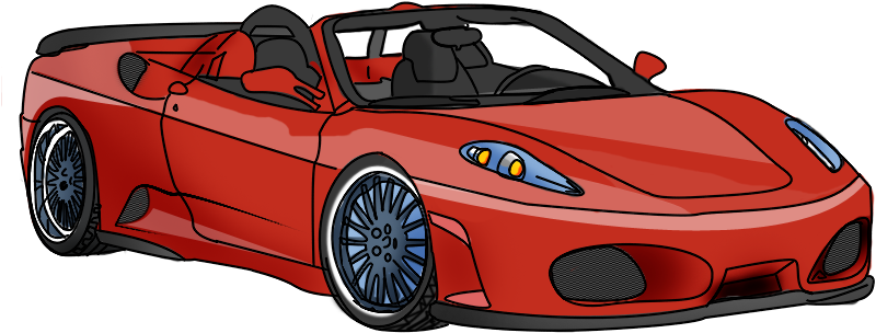 Red Ferrari Convertible Cartoon