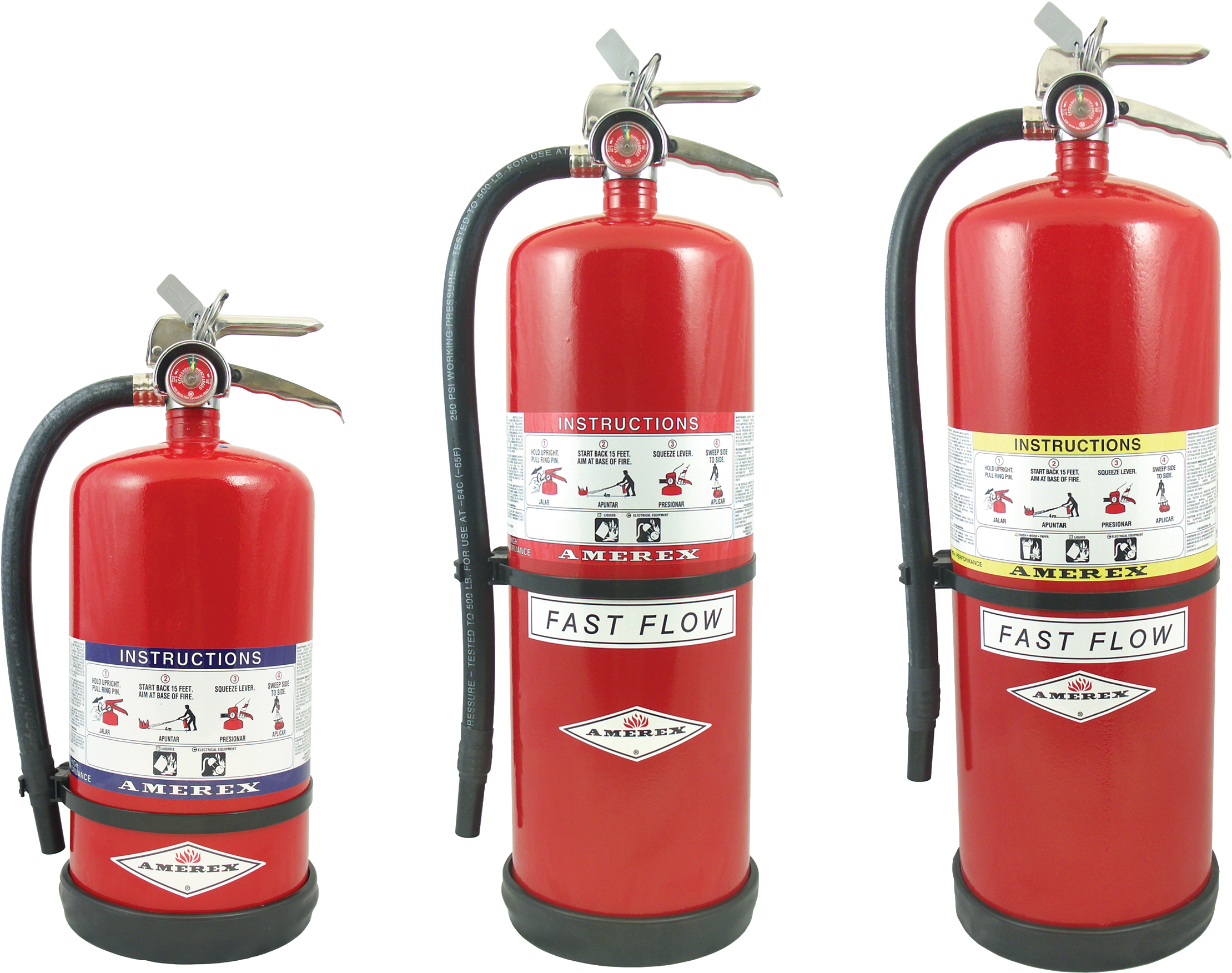 Red Fire Extinguishers Trio