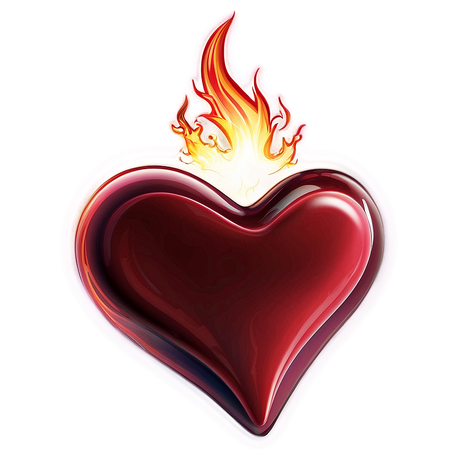 Red Fire Heart Shape Png Kos